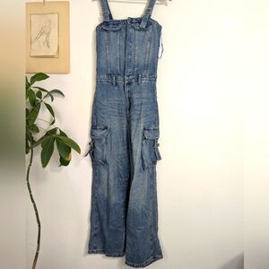 Zara sz. S Denim Cargo Jumpsuit